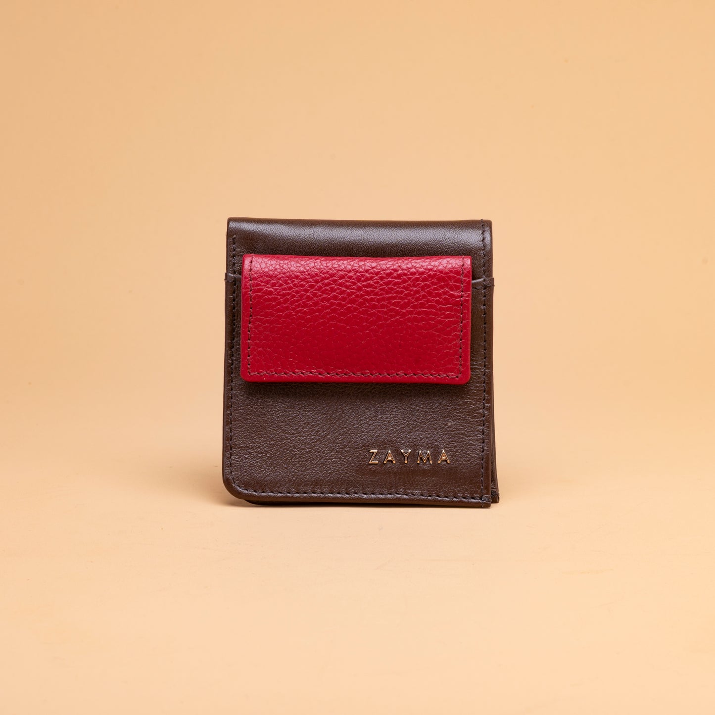 MONEDERO M-111 MARRON C/ROJO