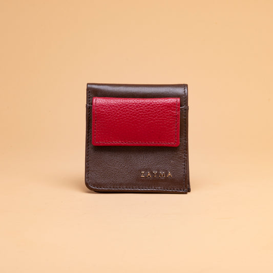 MONEDERO M-111 MARRON C/ROJO